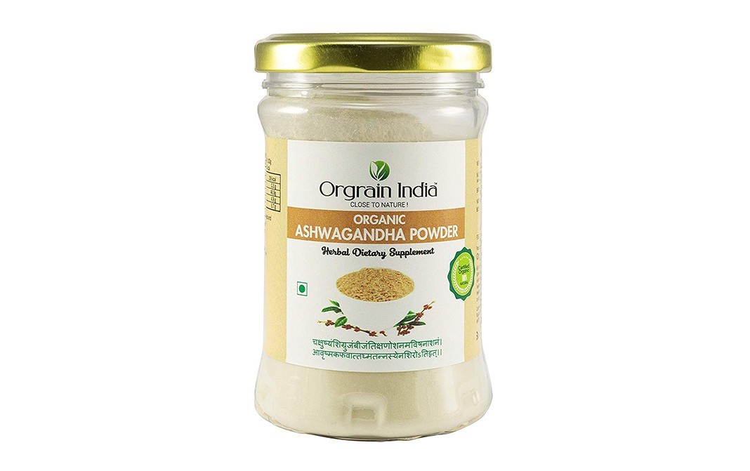 Orgrain India Organic Ashwagandha Powder    Glass Jar  100 grams
